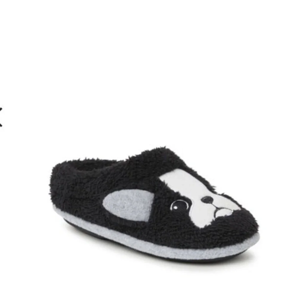 Dearfoams Kids Toddler Little Kid Black Dog Animal Slippers NEW‎ 13/1 US